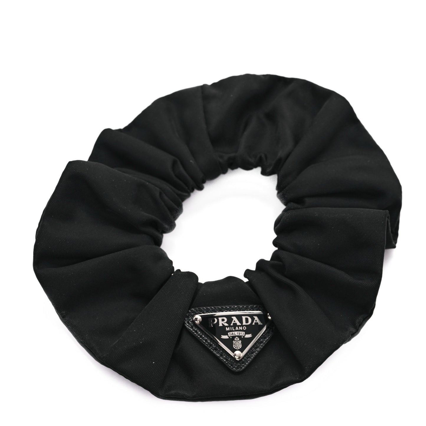 Re-Nylon Metal Logo Scrunchie Black