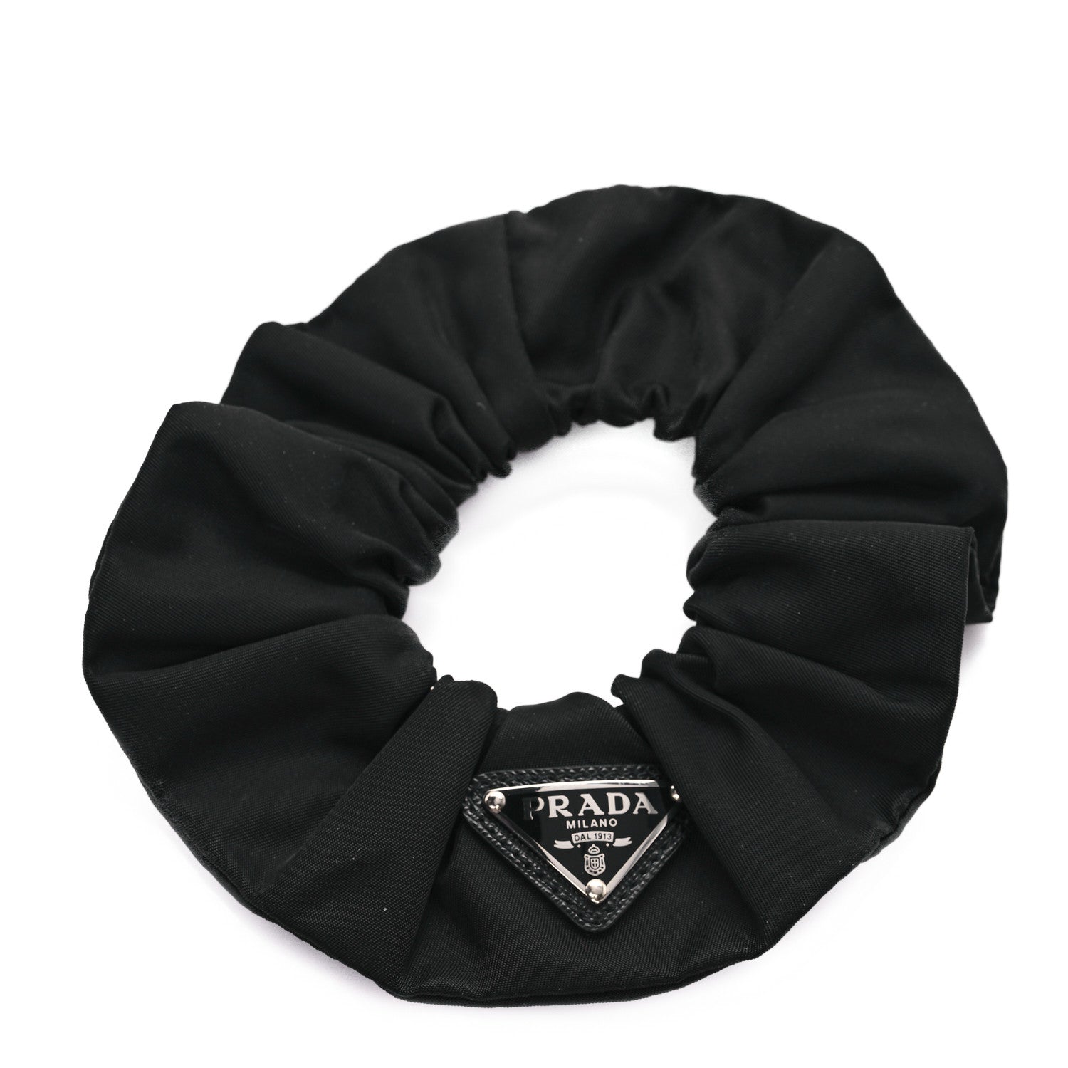 Prada Re-Nylon Metal Logo Scrunchie Black 1 of 3