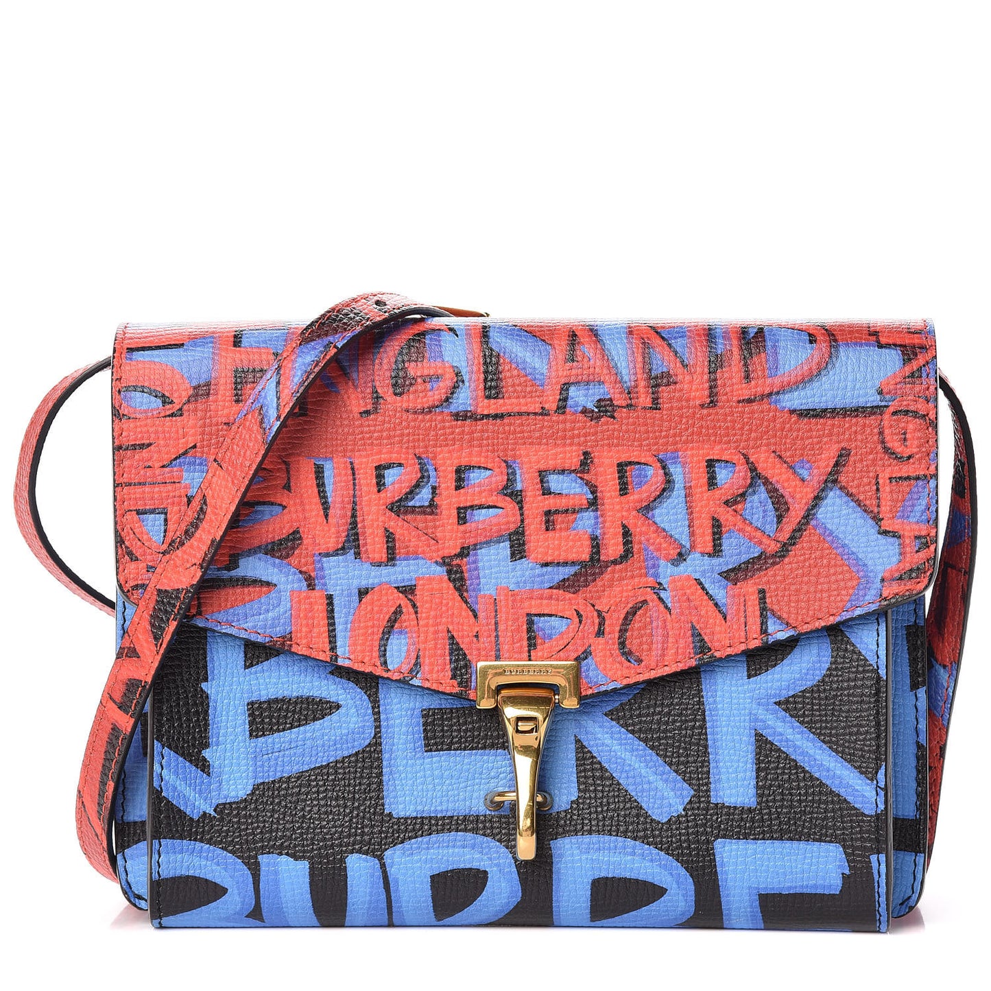 Calfskin Graffiti Print Small Macken Crossbody Bag Black