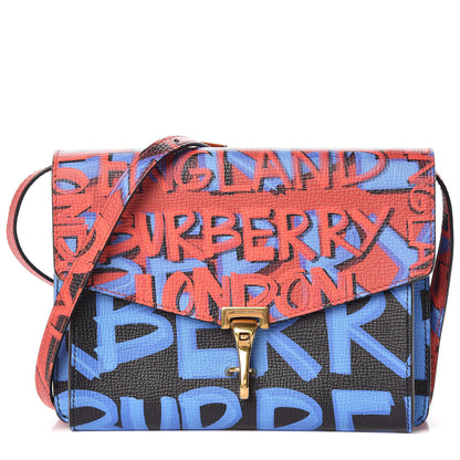 Burberry Calfskin Graffiti Print Small Macken Crossbody Bag Black 1 of 11