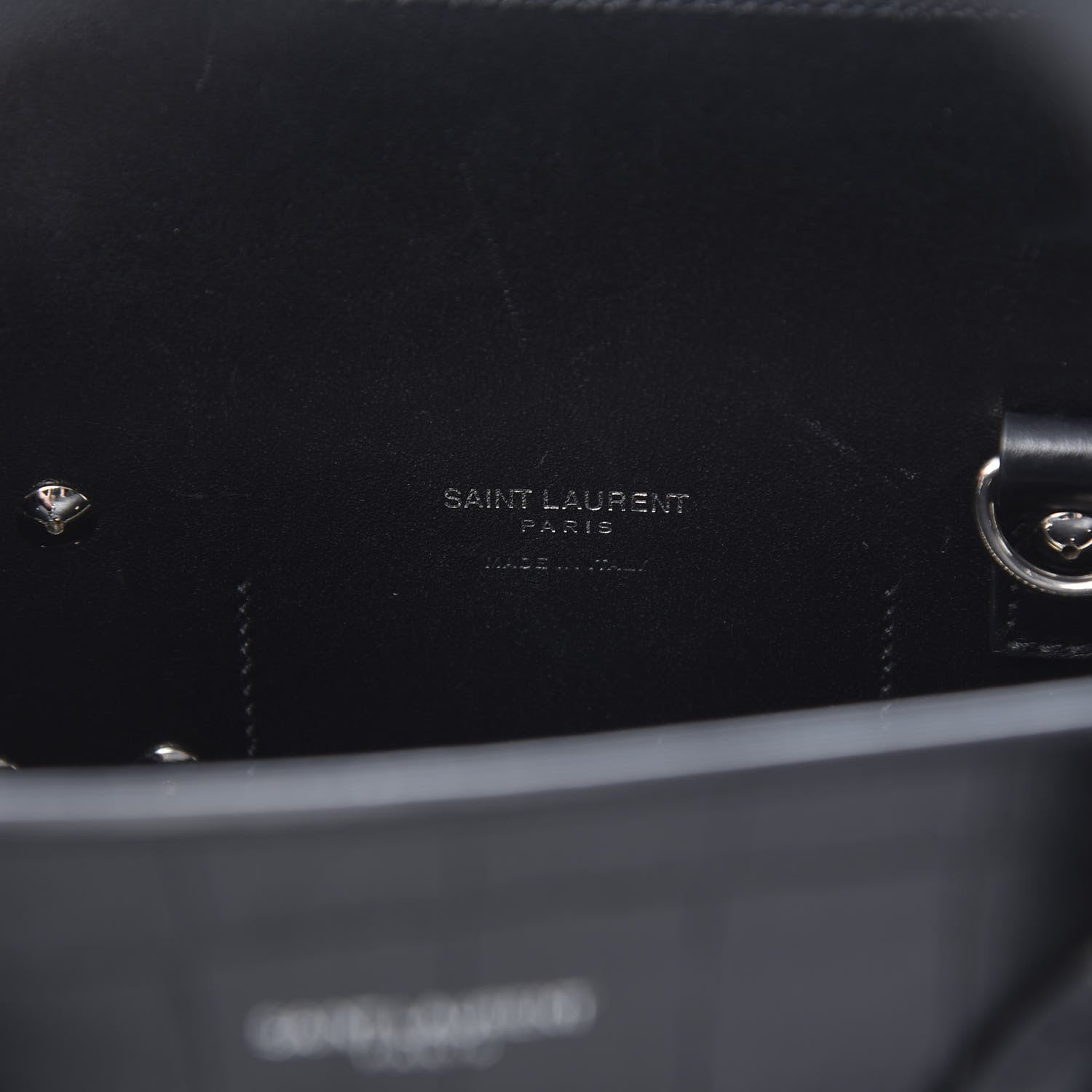 Saint Laurent Calfskin Crocodile Embossed Small Sac de Jour Black 6 of 12