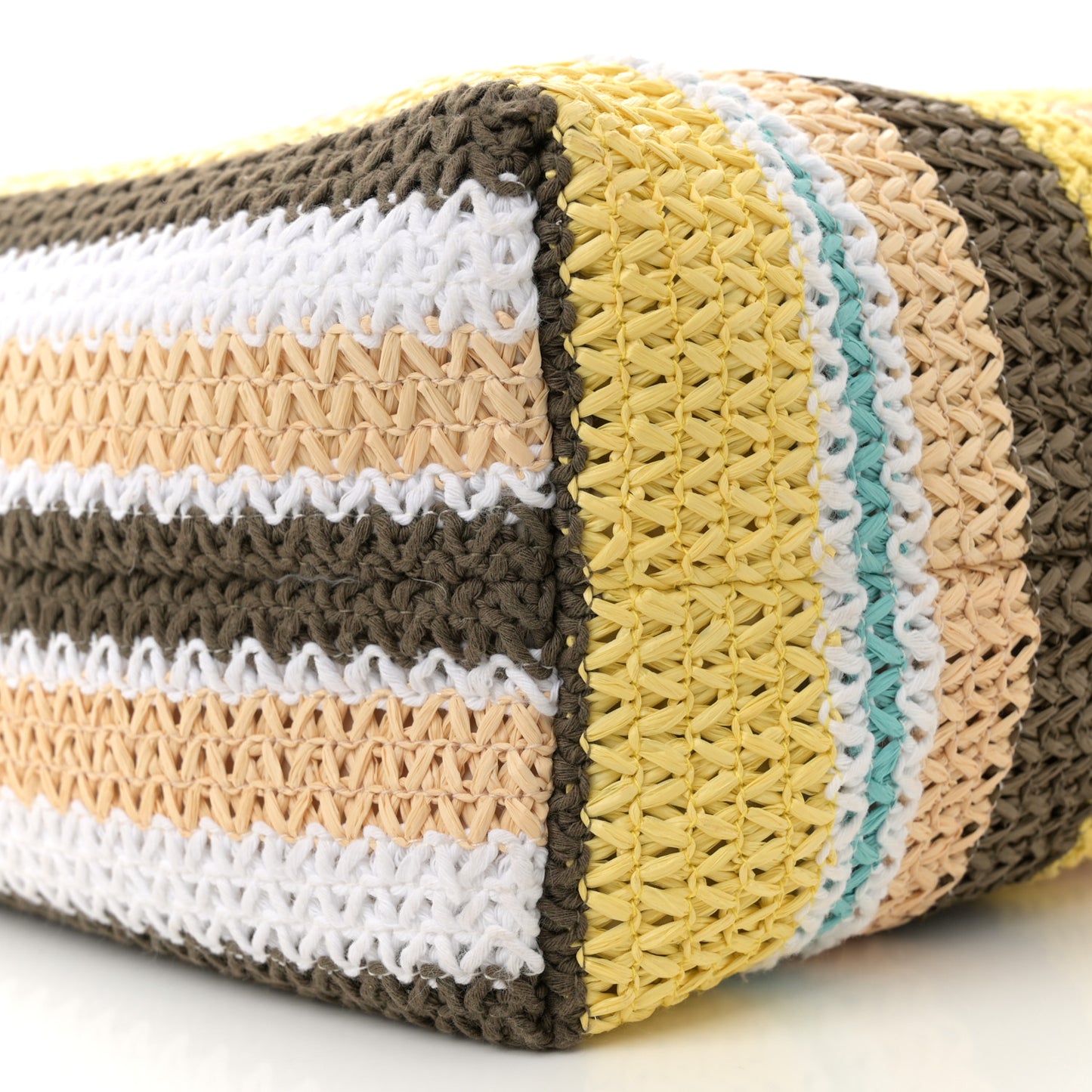 Raffia Crochet Stripe Tote Bag Tundra Limone