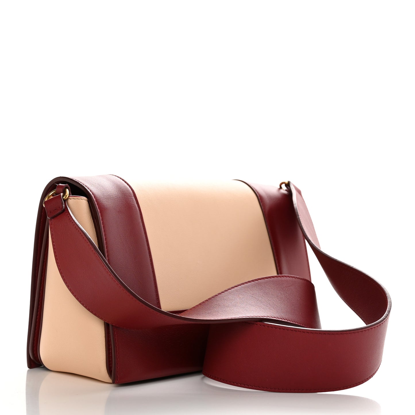 Shiny Smooth Calfskin Medium Frame Shoulder Bag Ruby Nude