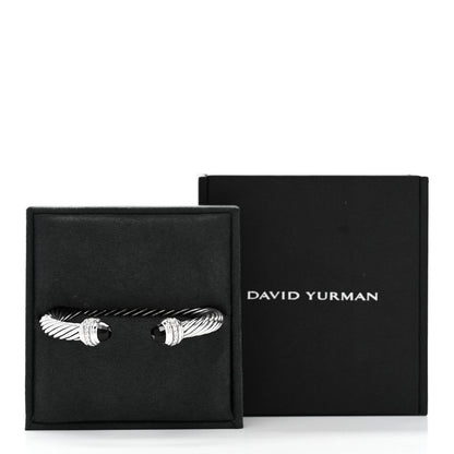 David Yurman Sterling Silver Diamond Black Onyx 7mm Cable Classics Bracelet 4 of 4