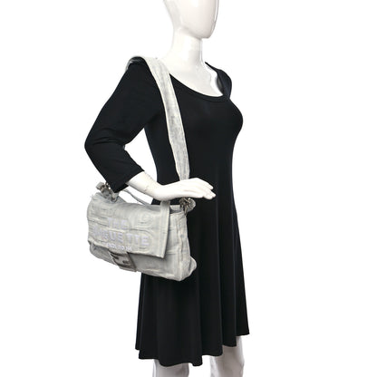 Fendi X MARC JACOBS Bleached Denim Logo Maxi Baguette Off White 2 of 10