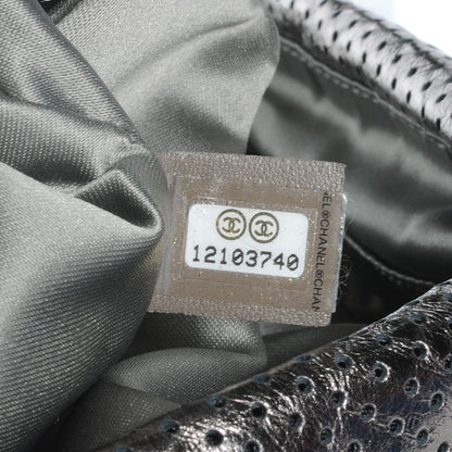 Chanel Metallic Crackled Calfskin Perforated Drill Flap Silver 7 of 7
