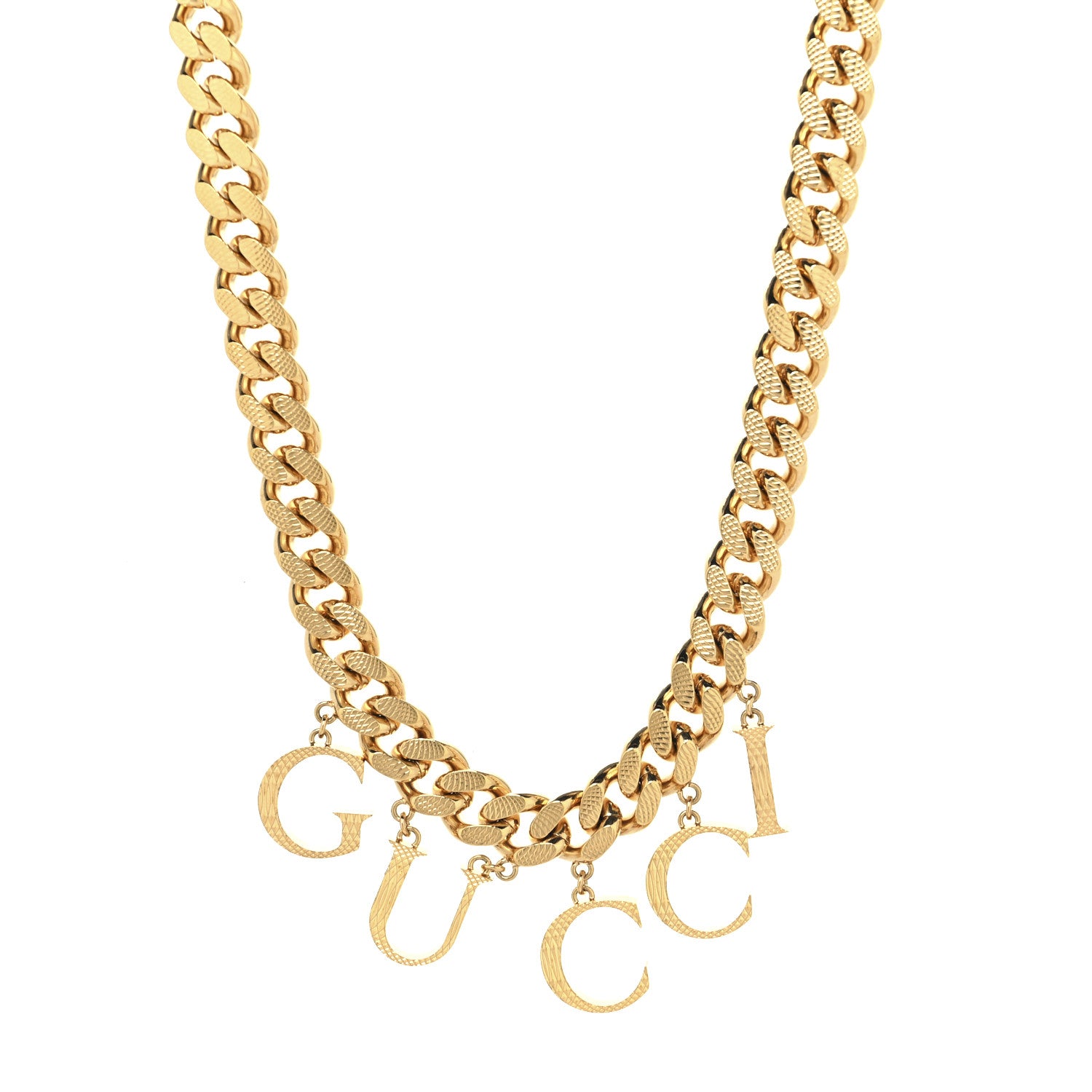 Gucci Metal Script Logo Interlocking Chain Necklace Gold 1 of 4