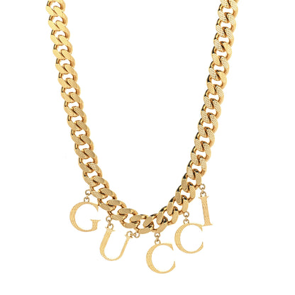 Gucci Metal Script Logo Interlocking Chain Necklace Gold 1 of 4