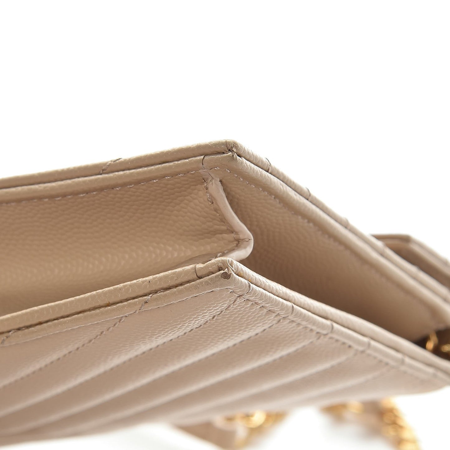 Grain De Poudre Matelasse Chevron Monogram Envelope Chain Wallet Nude Powder