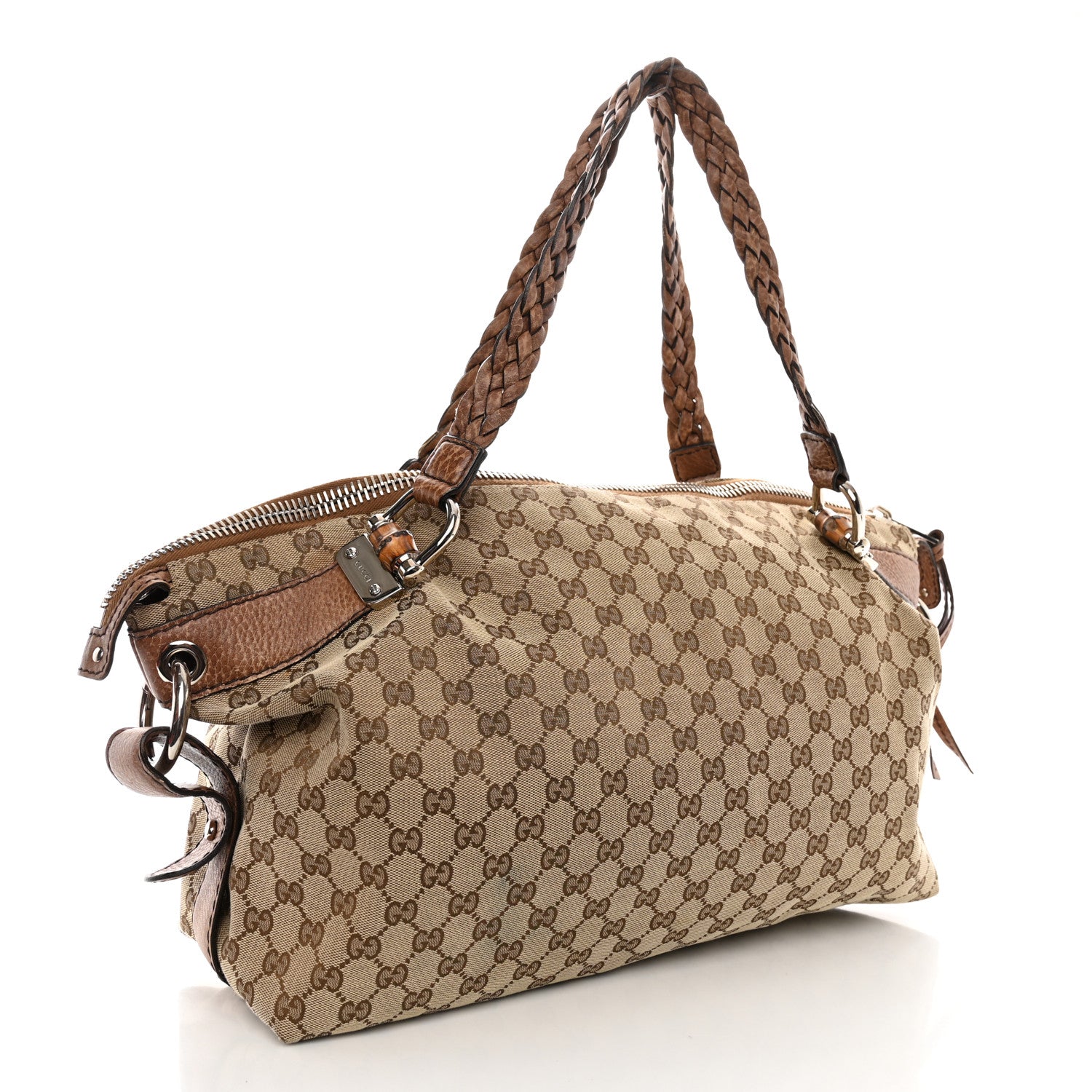 Gucci Monogram Large Bamboo Bar Tassel Shoulder Bag Brown 3 of 14