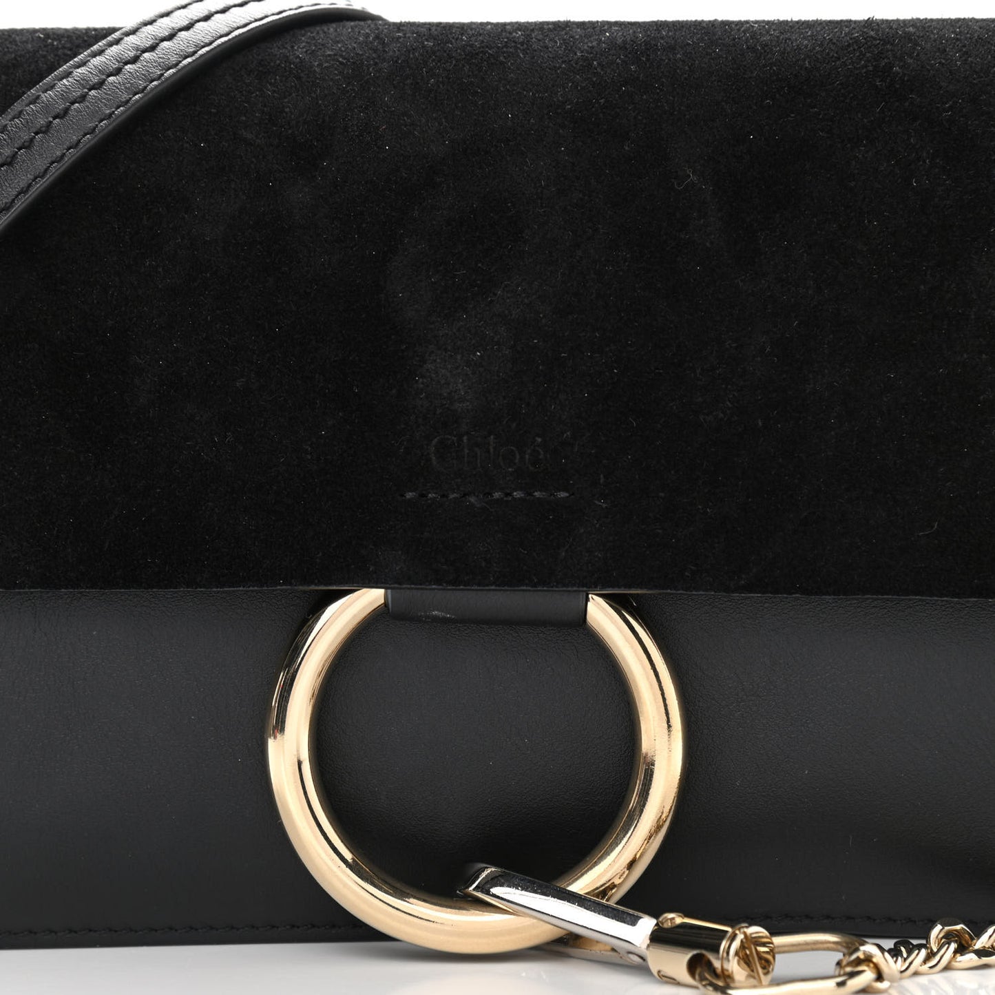 Suede Calfskin Small Faye Shoulder Bag Black