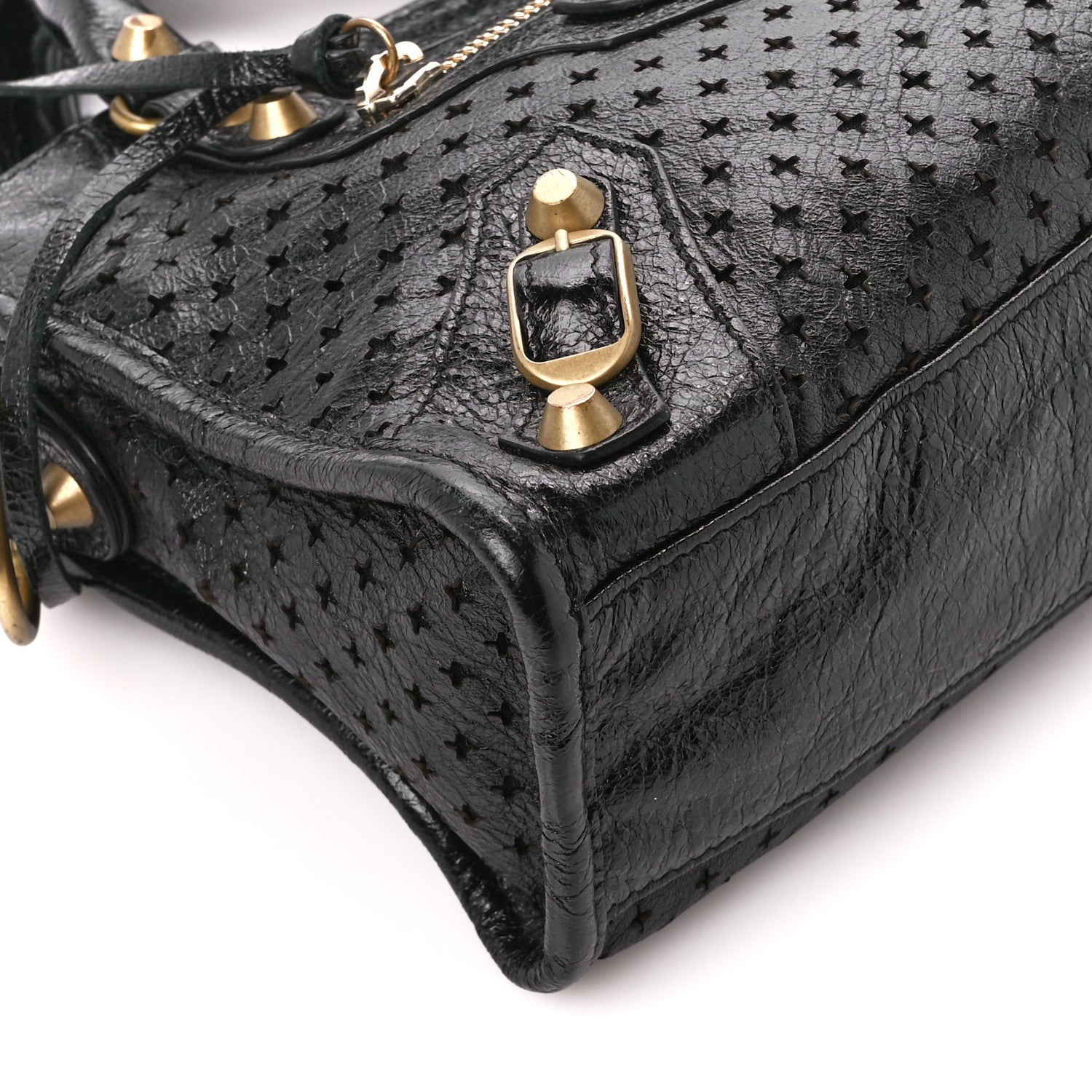Balenciaga Agneau Stadio Laser Cut Cross Classic Gold Hardware Mini City Black 9 of 11