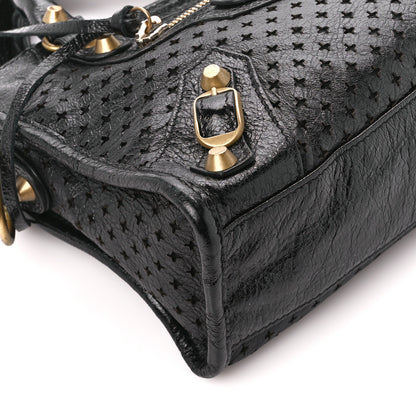 Balenciaga Agneau Stadio Laser Cut Cross Classic Gold Hardware Mini City Black 9 of 11