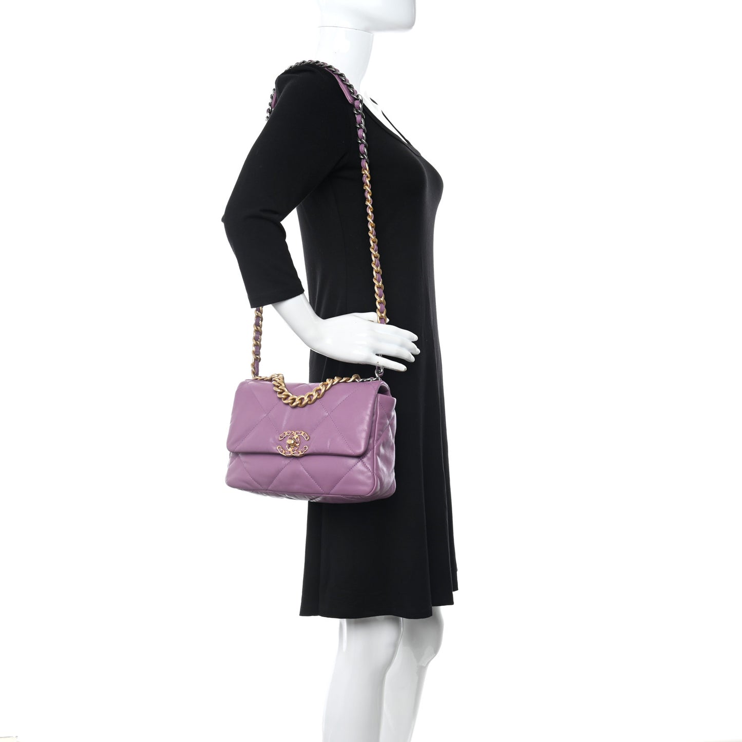 Goatskin Quilted Medium Chanel 19 Flap Violet Purple