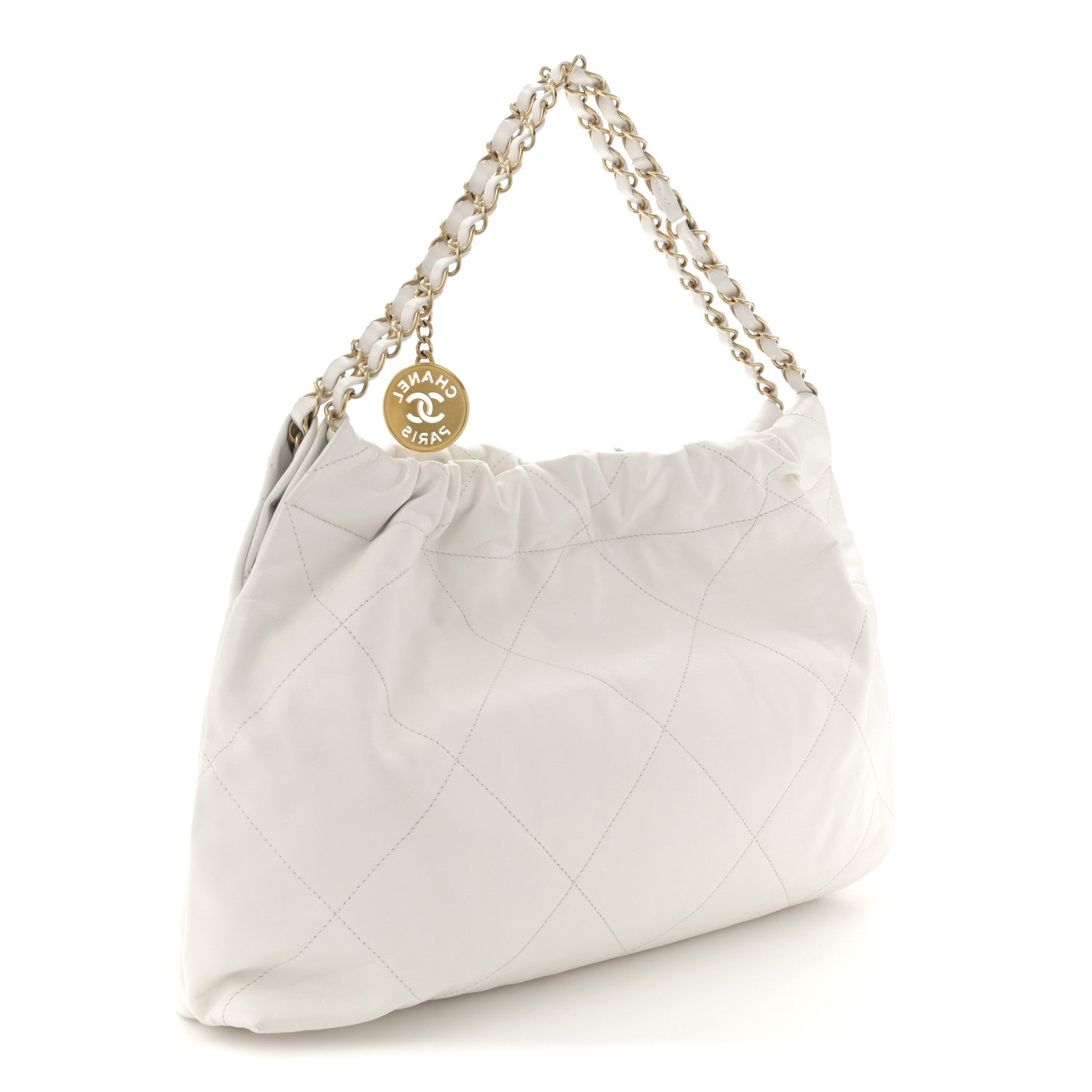 Chanel Shiny Calfskin Quilted Chanel 22 East West White 4 of 11