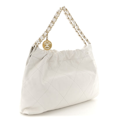Chanel Shiny Calfskin Quilted Chanel 22 East West White 4 of 11