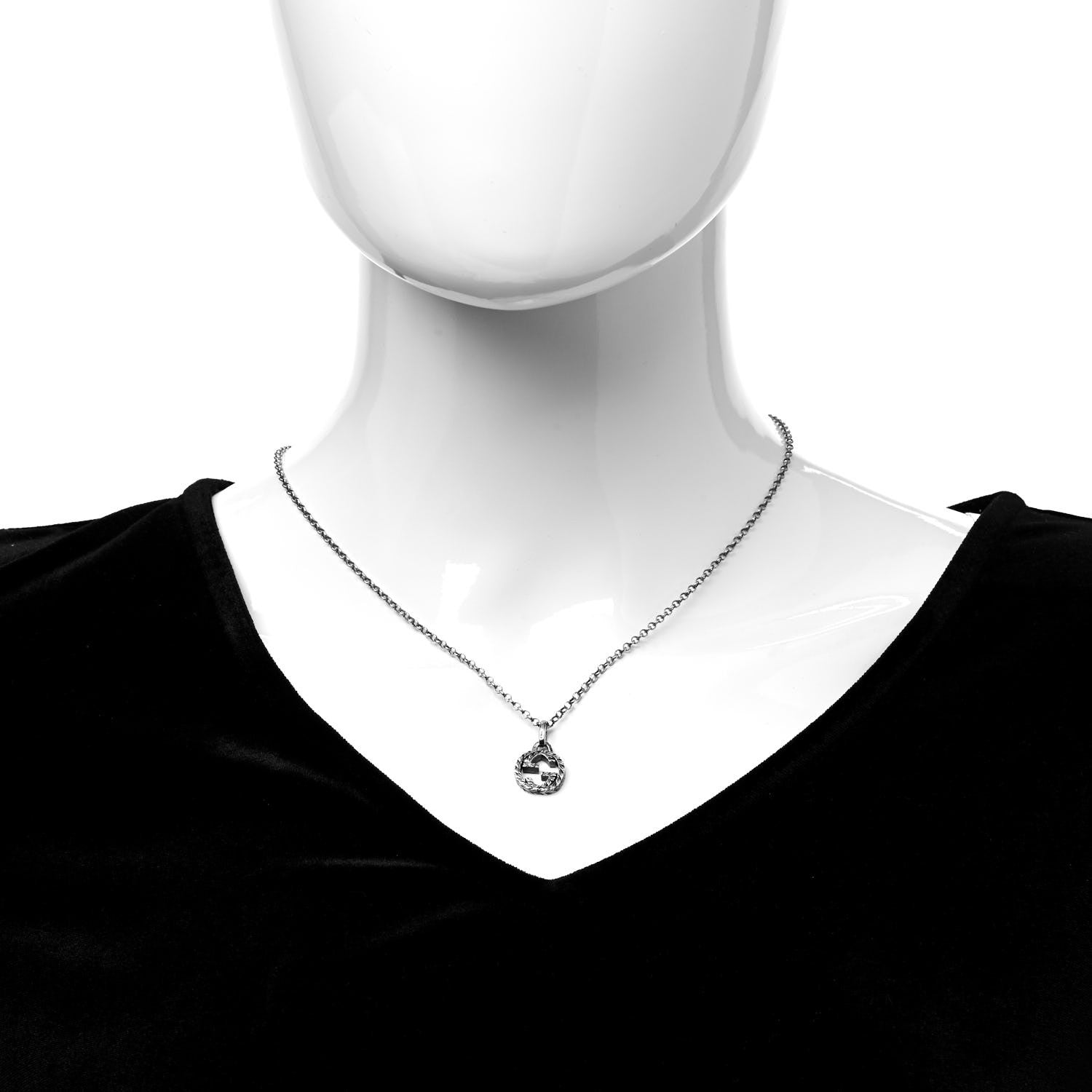 Gucci Sterling Silver Interlocking G Pendant Necklace 2 of 5