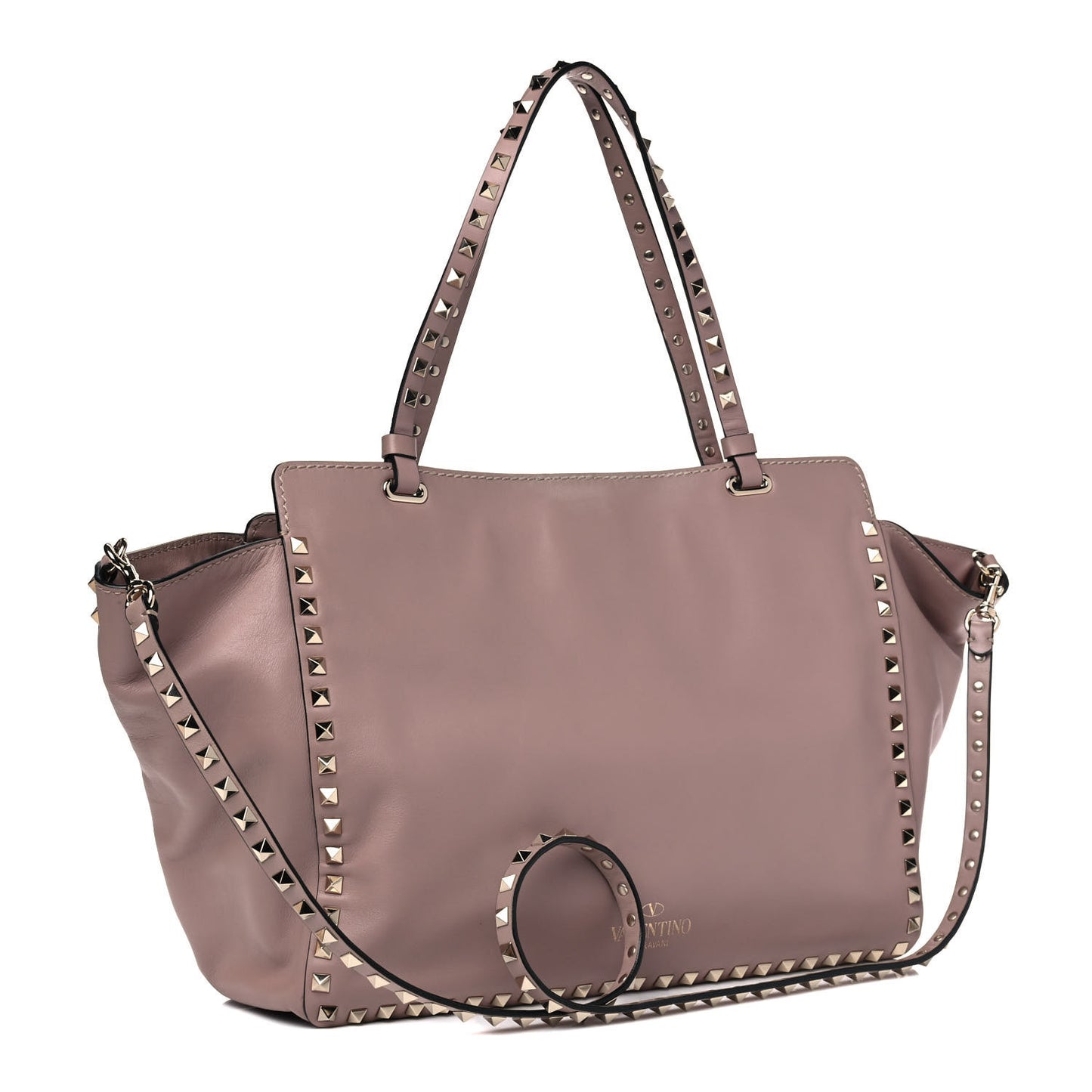 Vitello Medium Rockstud Tote Poudre