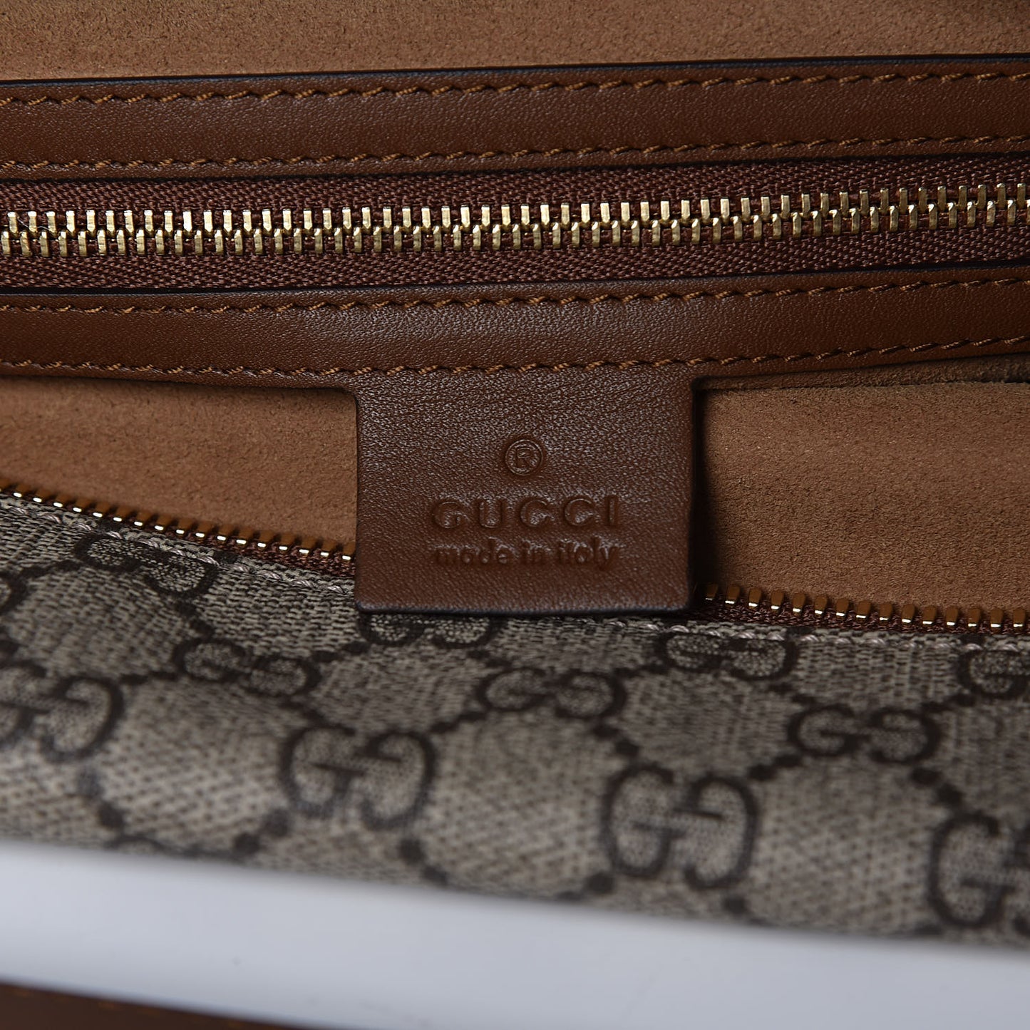 GG Supreme Monogram Large Linea A Hobo Light Brown