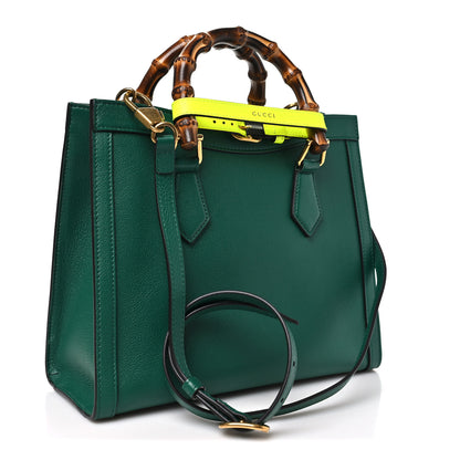 Gucci Wonka Grain Calfskin Small Diana Tote Bag Green Yellow Fluo 2 of 9
