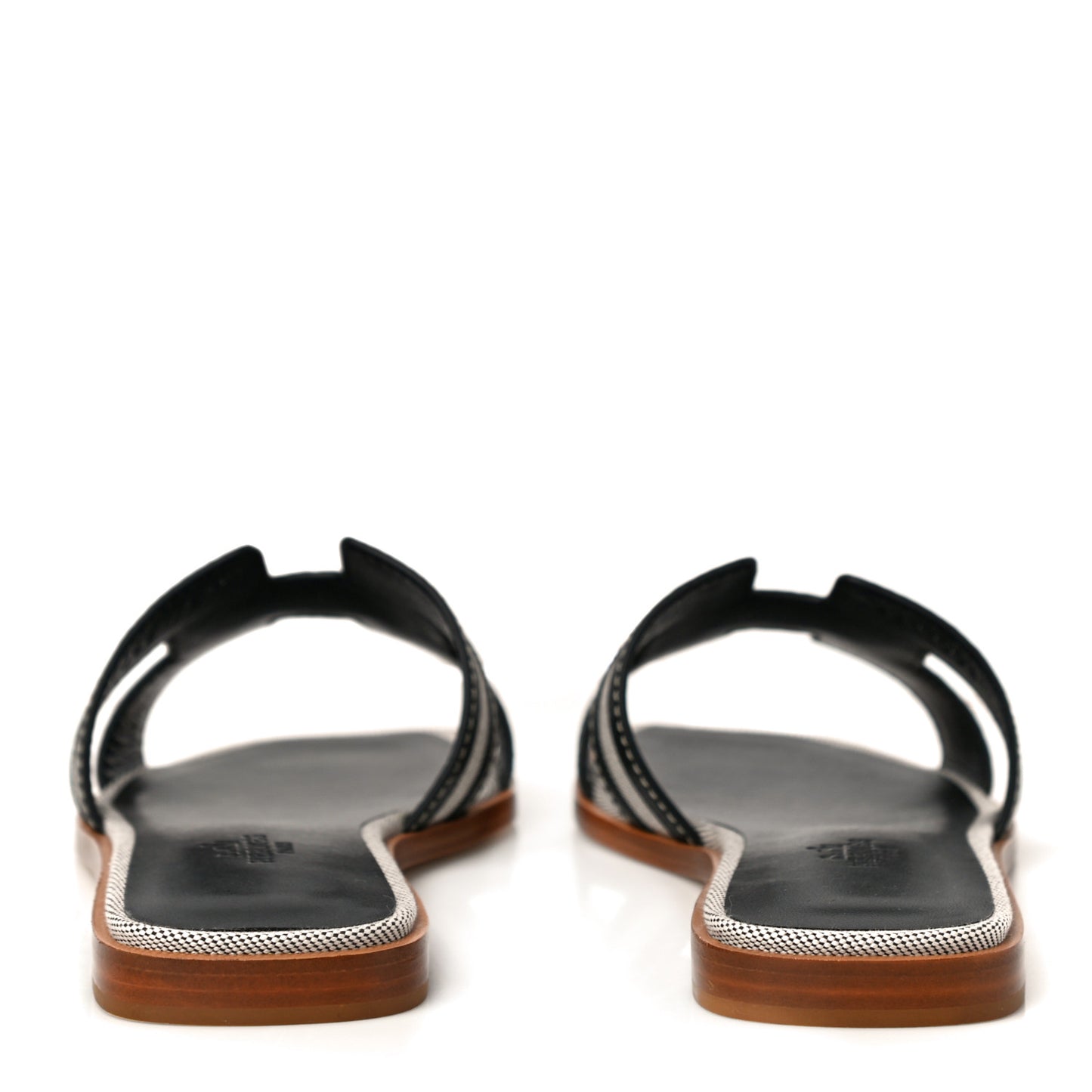 Calfskin Canvas Oran Sandals 37.5 Black