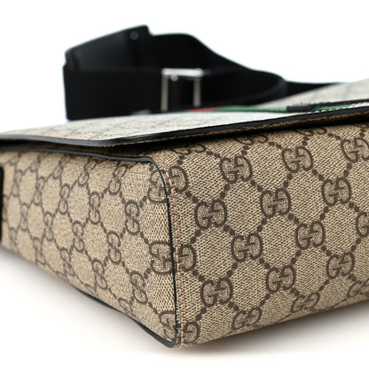 Gucci GG Supreme Monogram Web Flap Messenger Bag Black 9 of 10
