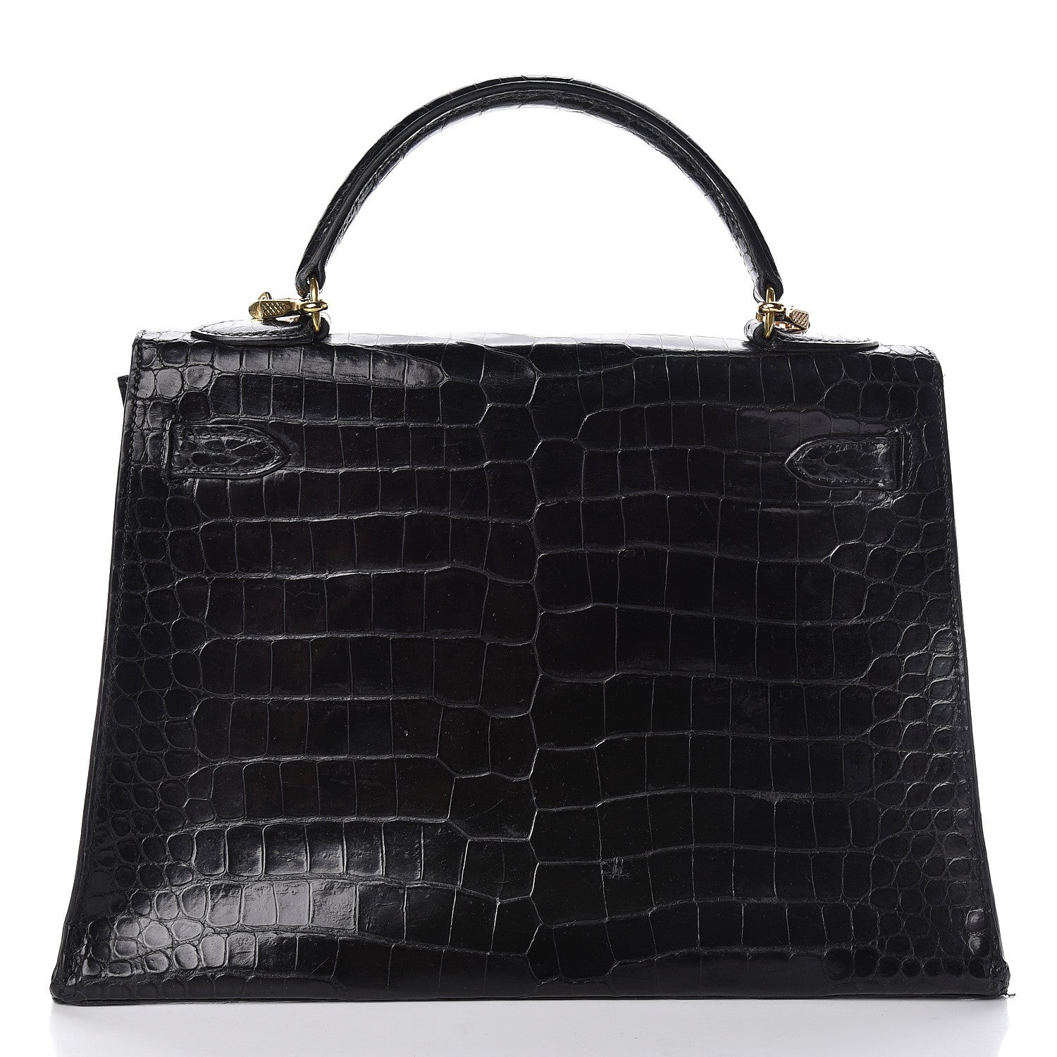 Hermes Shiny Porosus Crocodile Kelly Sellier 32 Black 4 of 28