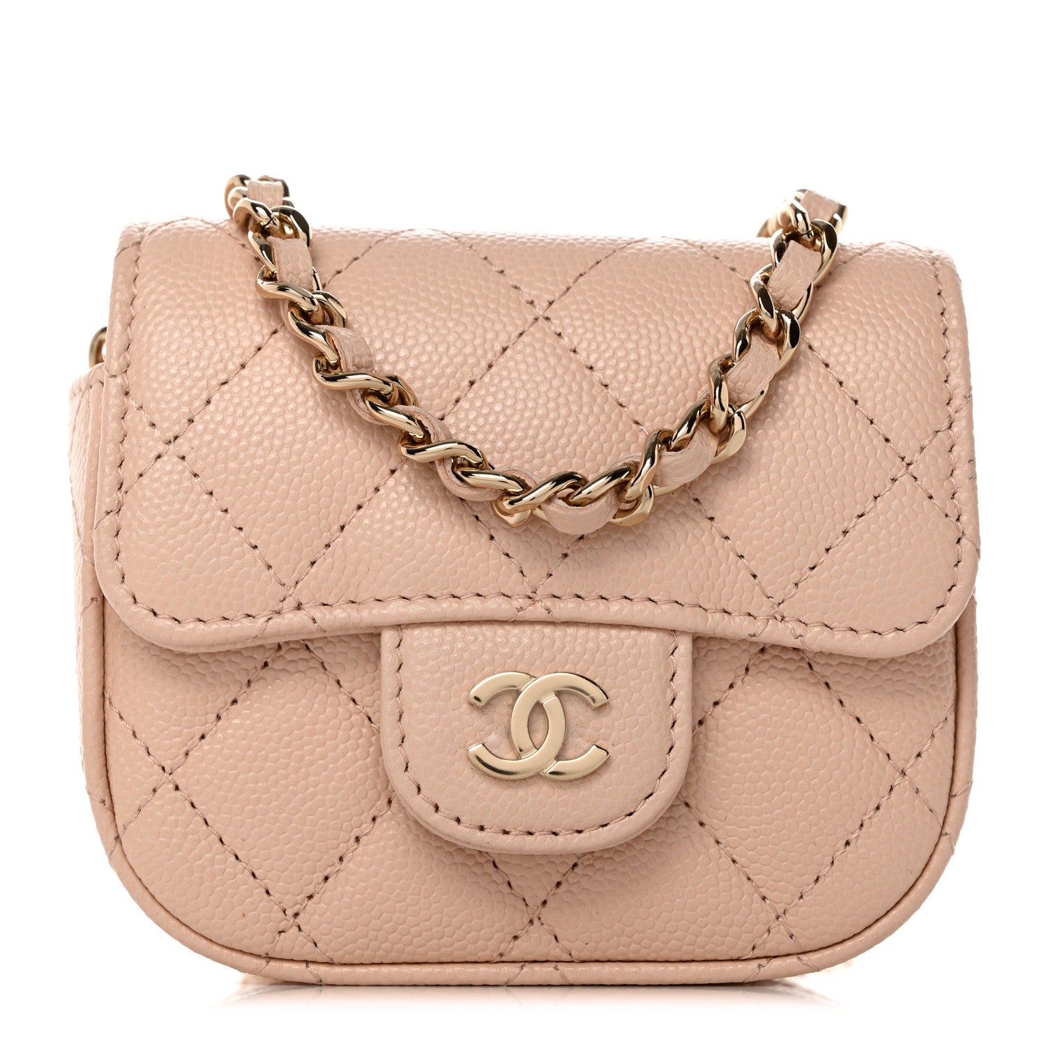 Chanel Caviar Quilted Mini Clutch With Chain Light Beige 1 of 8