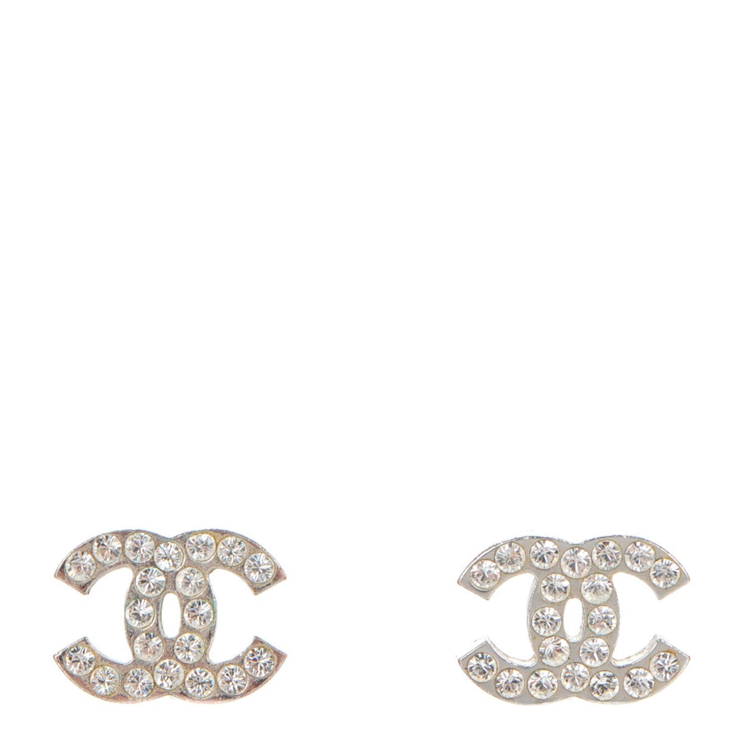 Chanel Crystal CC Earrings Silver 1 of 4