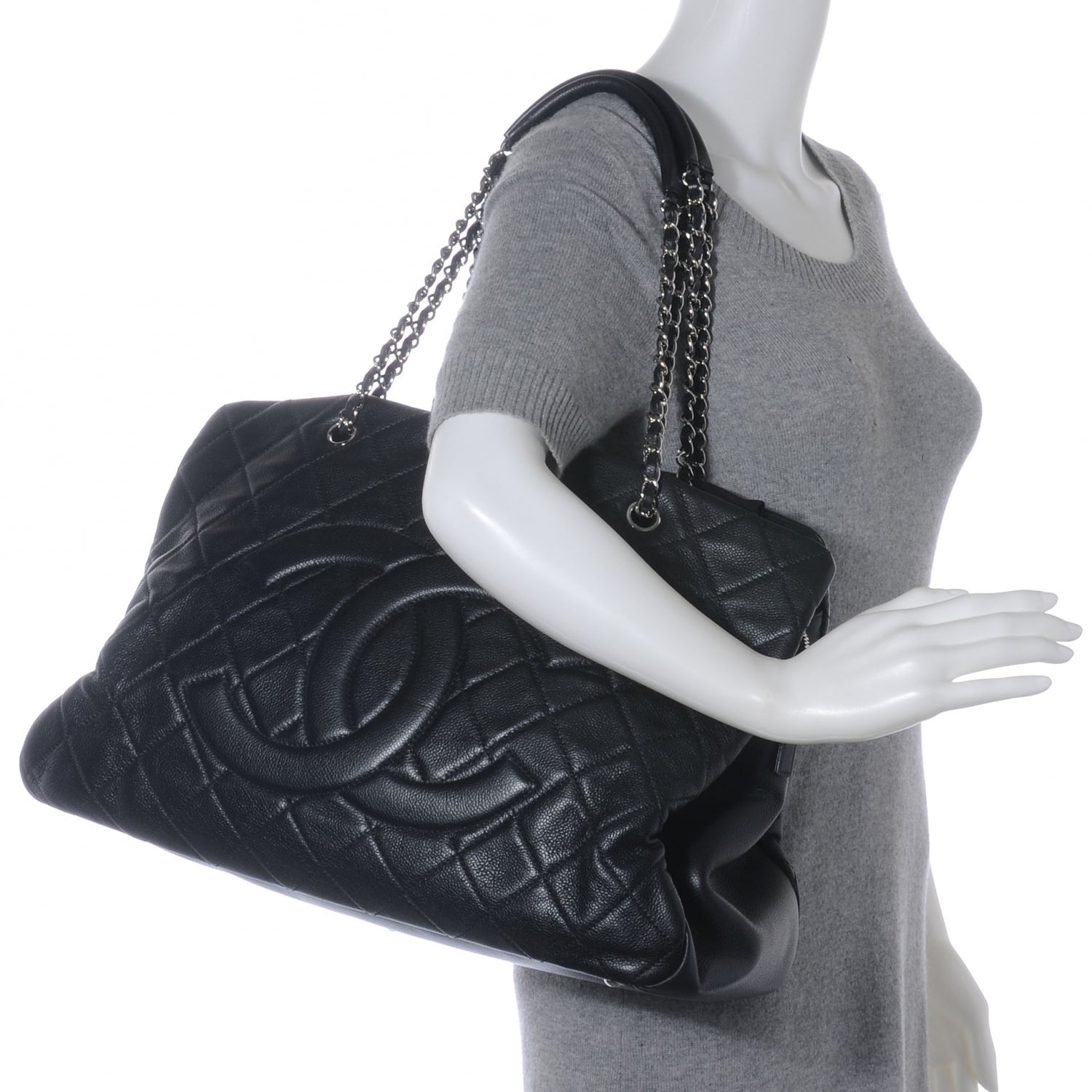 Chanel Caviar CC XL Timeless Tote Black 2 of 7