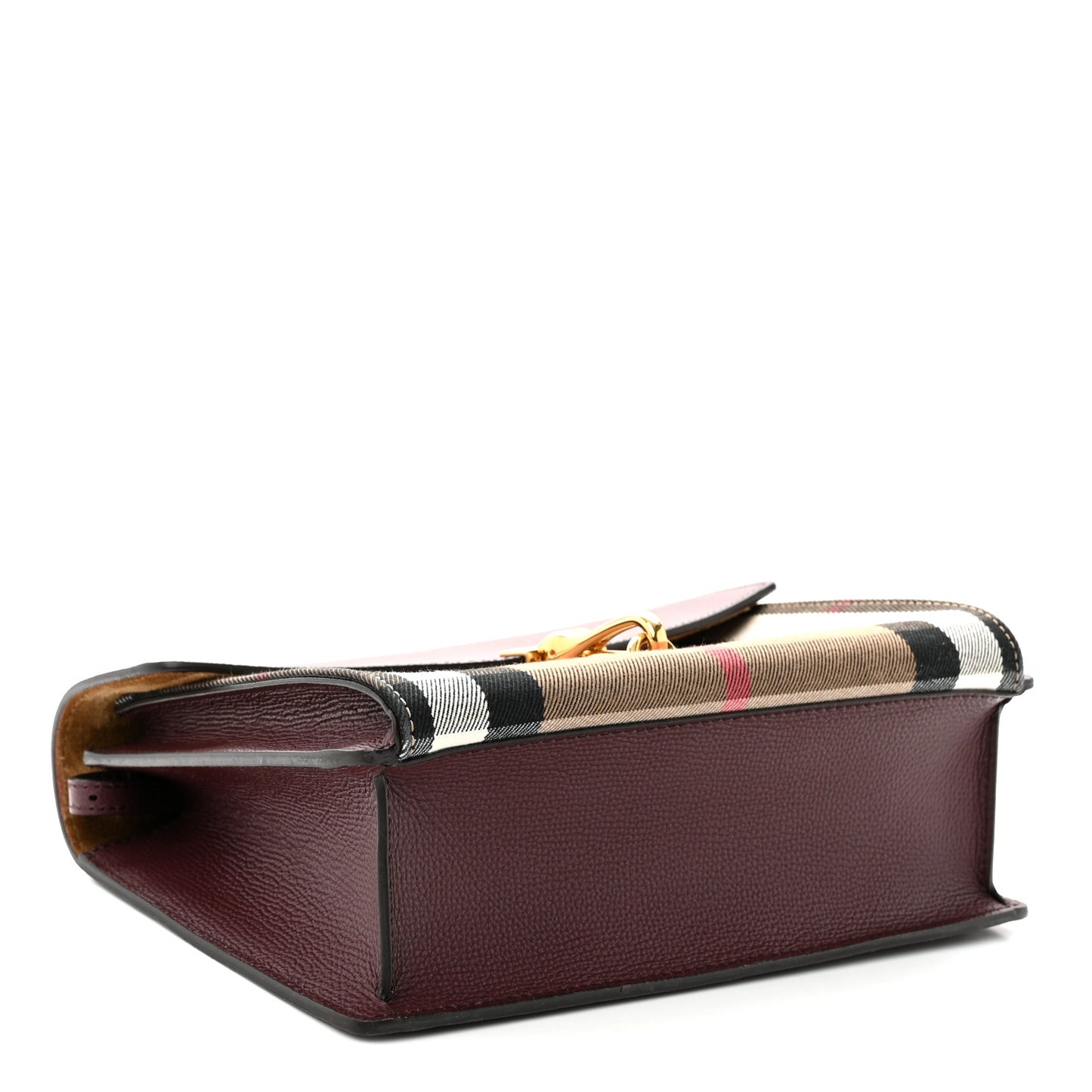 Derby Calfskin House Check Small Macken Crossbody Bag Mahogany Red
