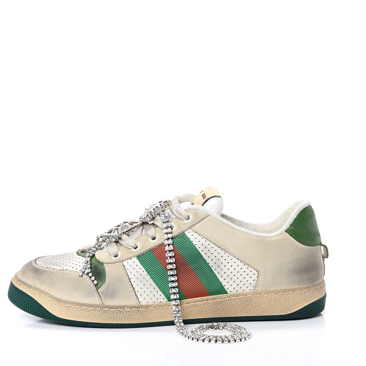 Nubuck Calfskin Web Removable Crystals Mens Screener Sneakers 9 Dusty Milk New Mystic White