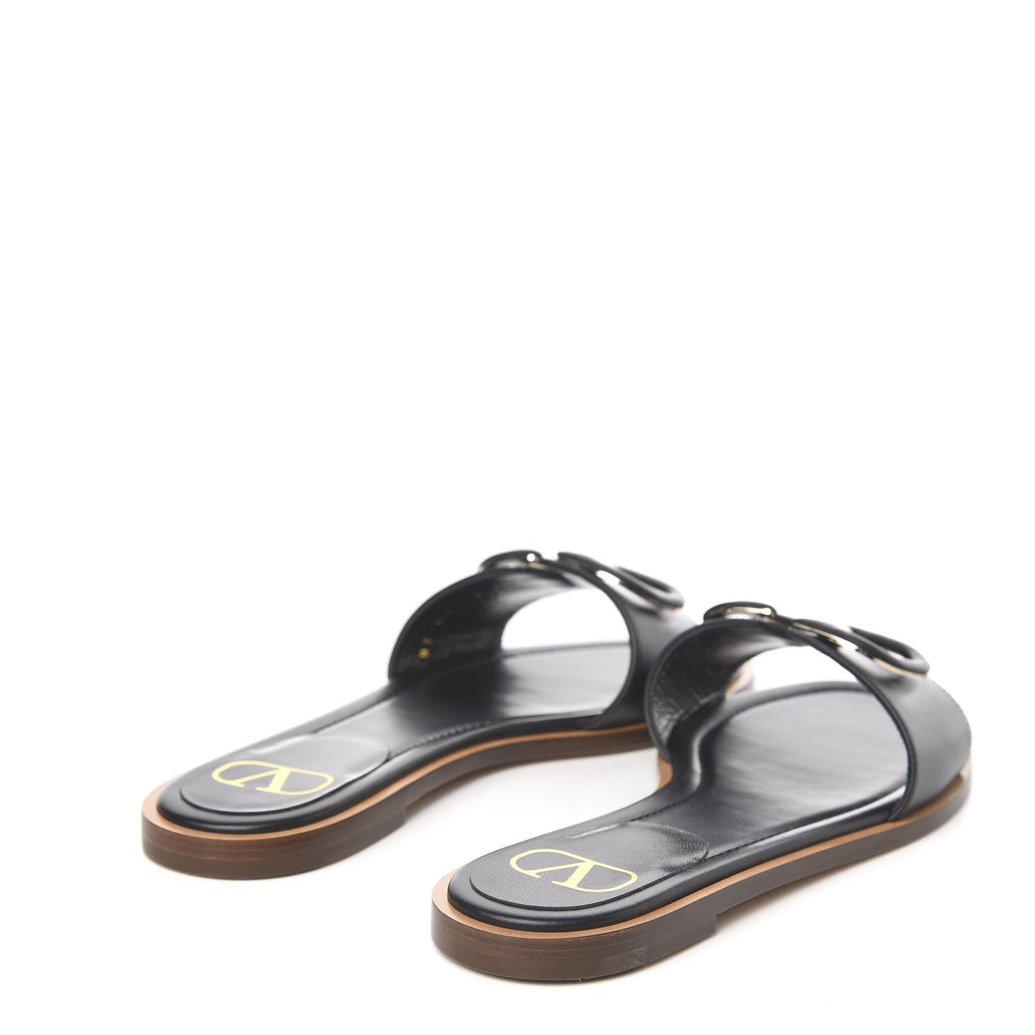 Valentino Garavani Calfskin Vlogo Flat Slide Sandals 36.5 Black 4 of 9