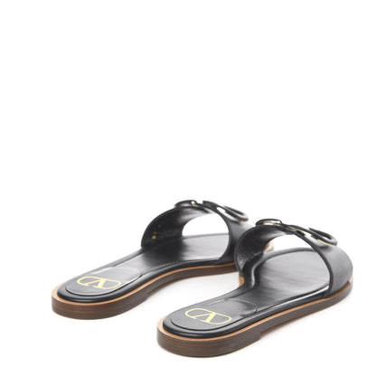 Valentino Garavani Calfskin Vlogo Flat Slide Sandals 36.5 Black 4 of 9