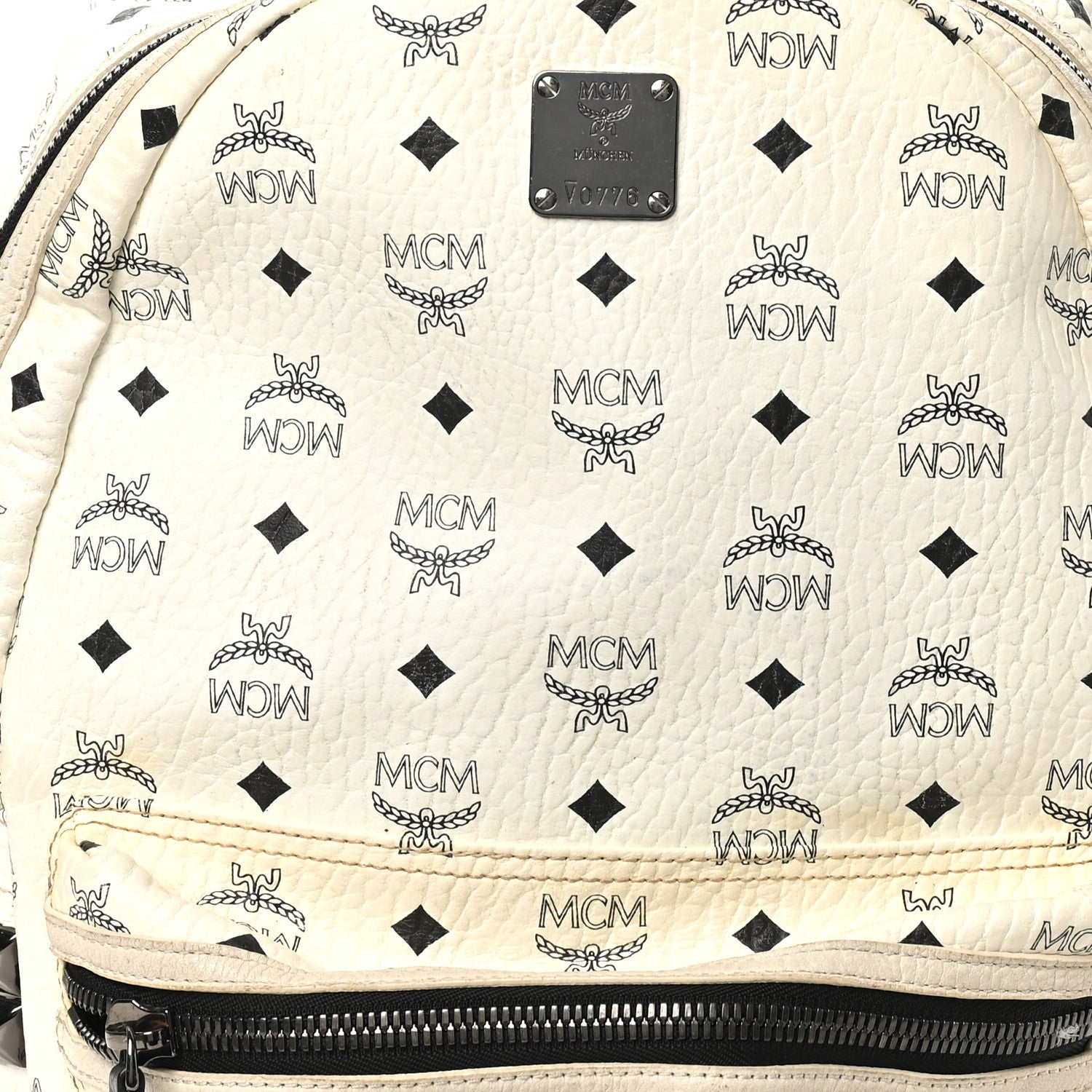 MCM Visetos Medium Side Studs Stark Backpack White 7 of 11