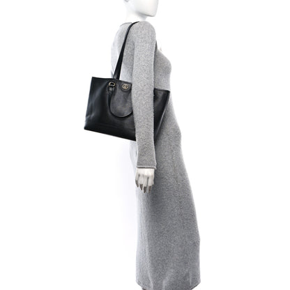 Gucci Textured Dollar Calfskin Small Ophidia Shoulder Tote Bag Black 2 of 10