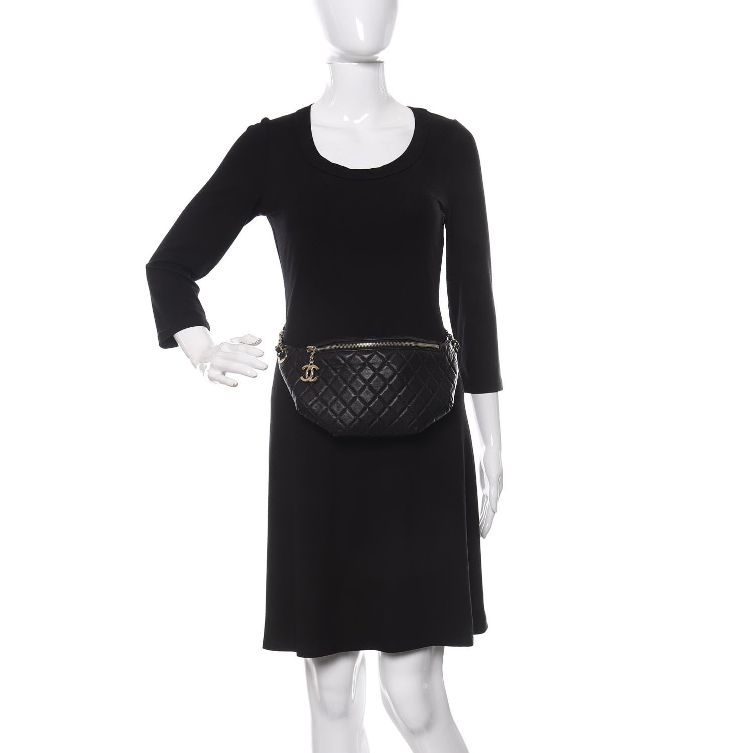 Chanel Calfskin Quilted Banane Waist Bag Fanny Pack Black 2 of 10