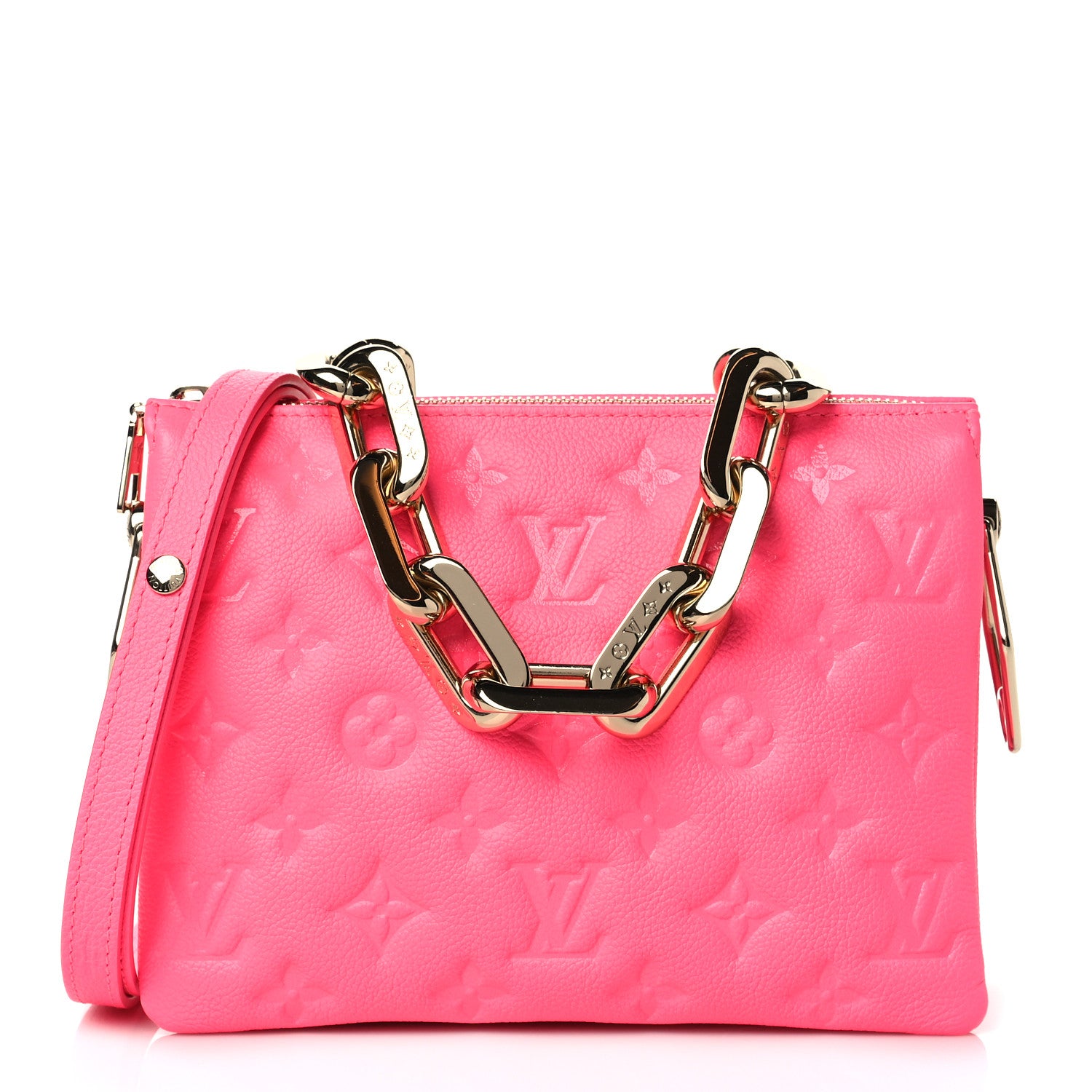Louis Vuitton Calfskin Embossed Monogram Coussin BB Rose Fluo 1 of 9