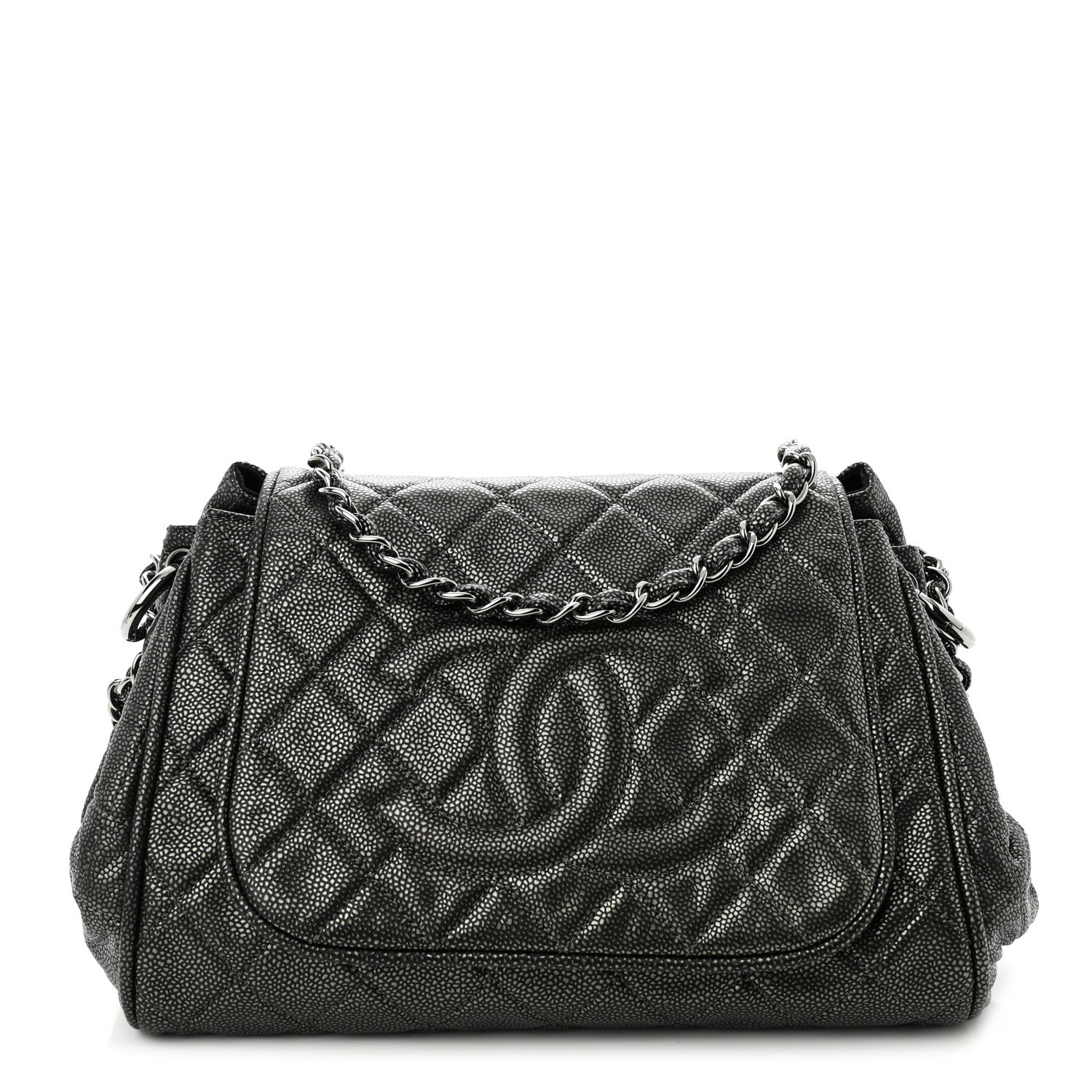 Chanel Metallic Caviar Quilted Timeless Accordion Flap Dark Silver 1 of 12