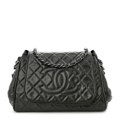 Chanel Metallic Caviar Quilted Timeless Accordion Flap Dark Silver 1 of 12