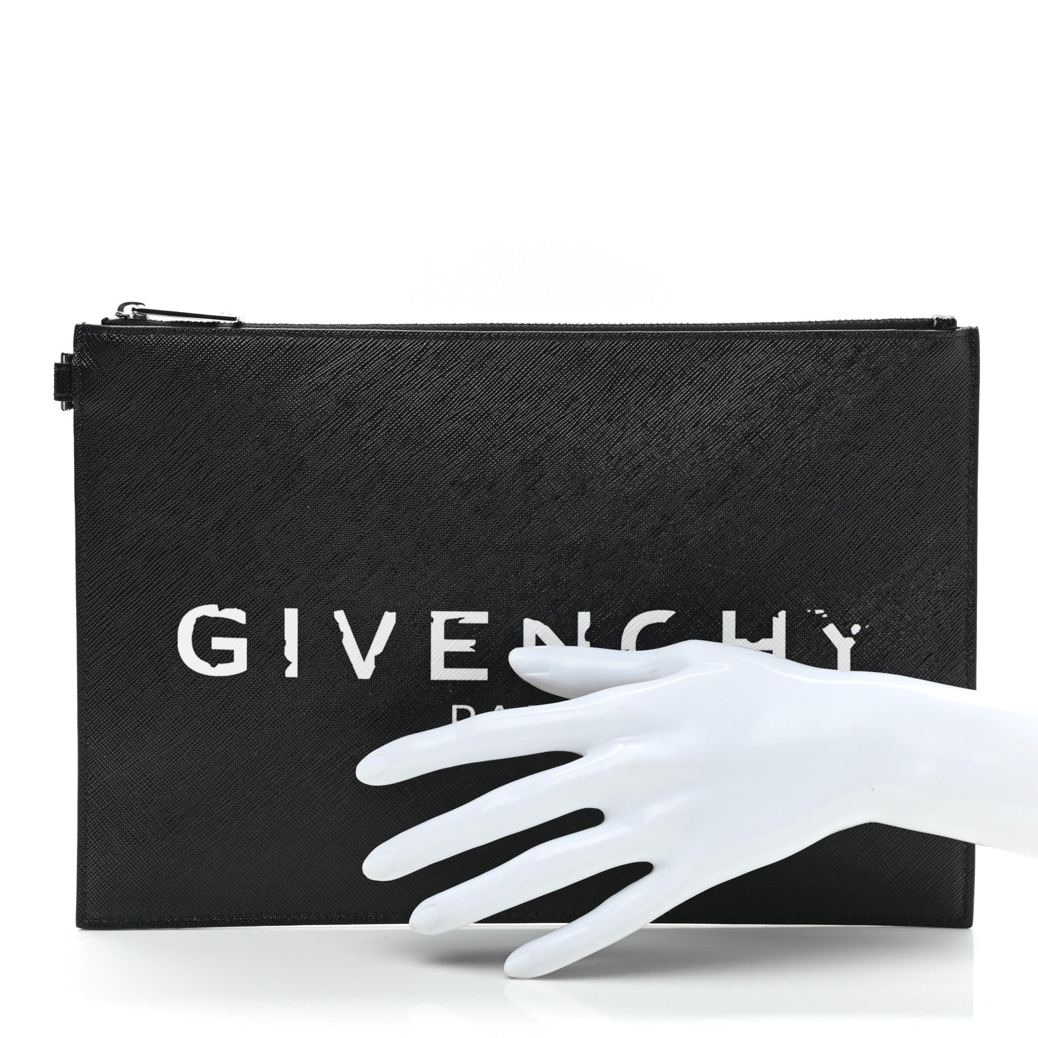 Givenchy Textured Coated Canvas Iconic Prints Flat Medium Clutch Bag Black 2 of 7