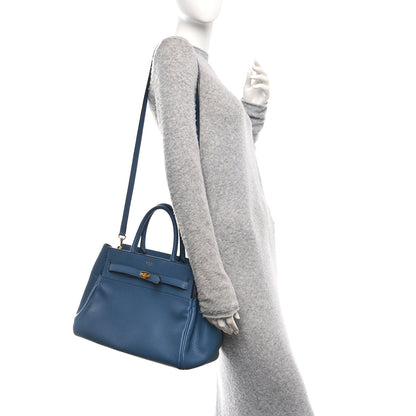 Mulberry Classic Grain Calfskin Belted Bayswater Tote Blue 2 of 9
