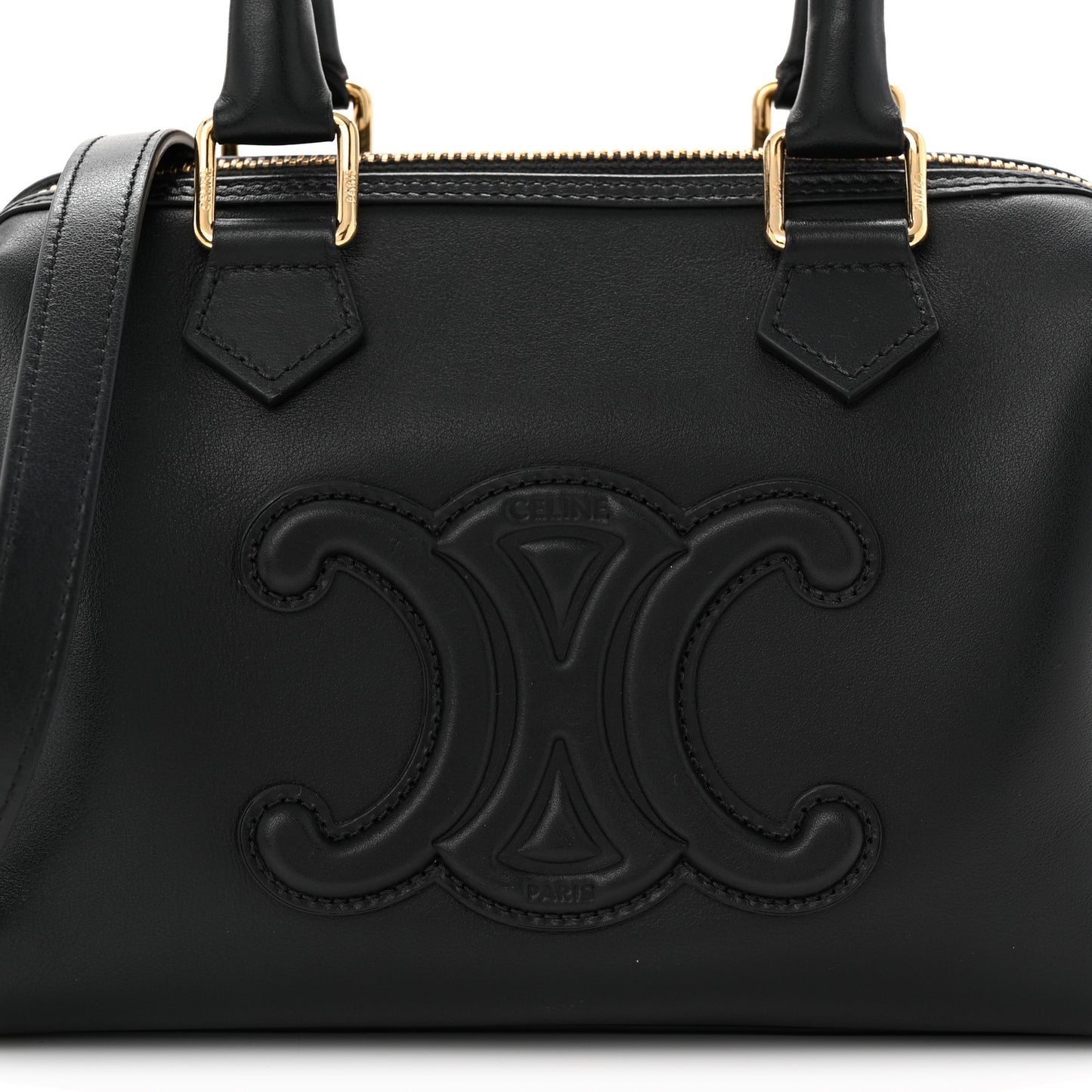 Smooth Calfskin Triomphe Small Boston Bag Black