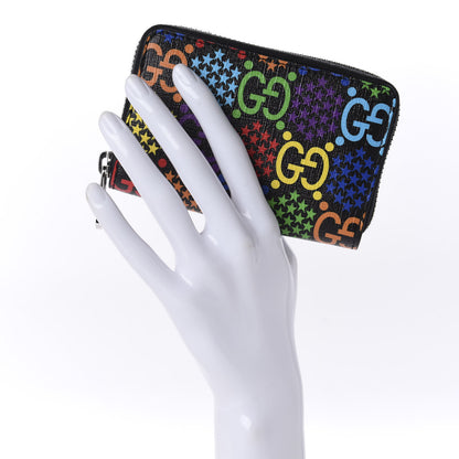 Gucci GG Supreme Monogram Psychedelic Zip Around Card Case Wallet Black 2 of 9