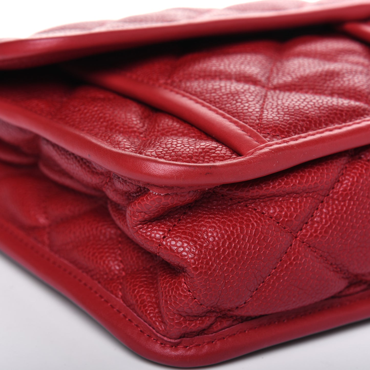 Caviar Quilted Large French Riviera Flap Red