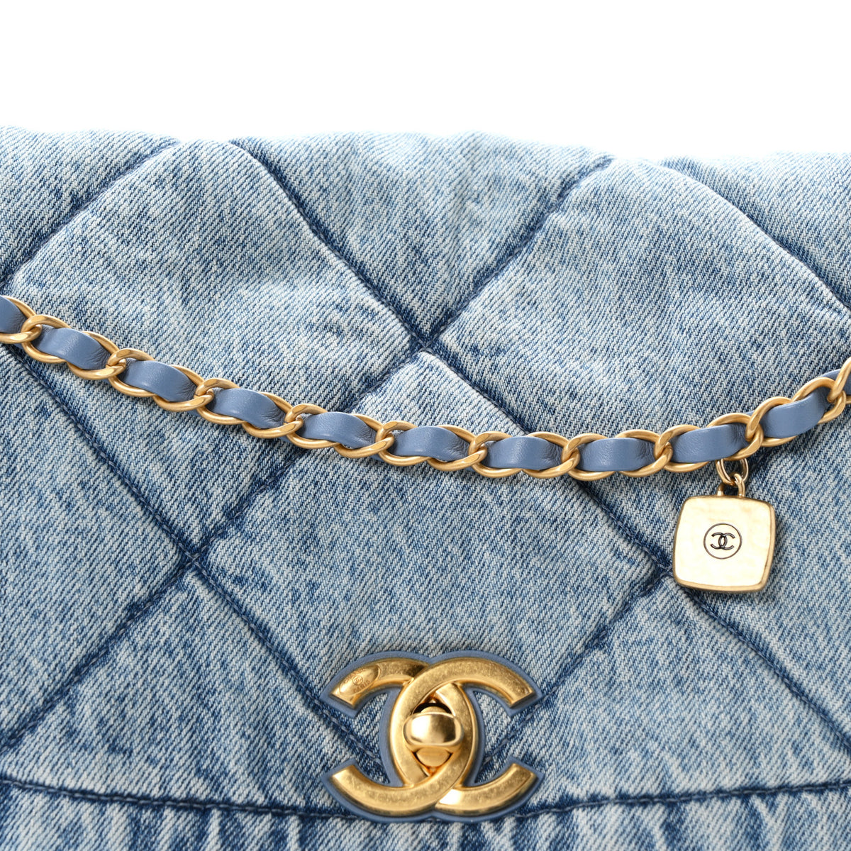 Chanel Washed Denim Quilted Maxi Flap Bag Blue 8 of 10