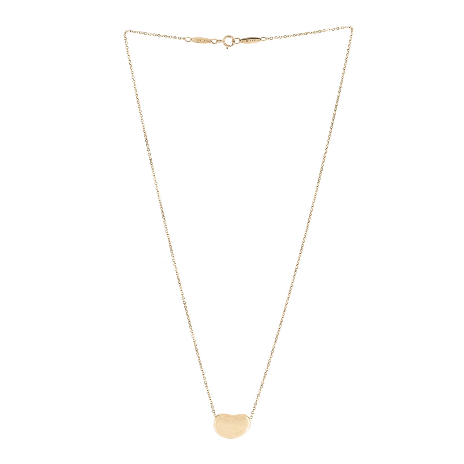 Tiffany 18K Yellow Gold 14mm Elsa Peretti Bean Pendant Necklace 3 of 5