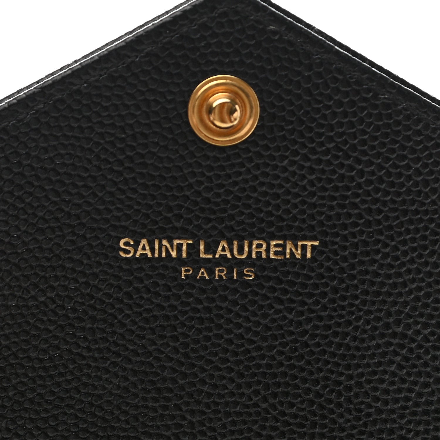 Saint Laurent Grain De Poudre Matelasse Chevron Monogram Flap Wallet Black 6 of 9