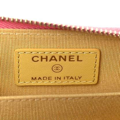 Chanel Lambskin Quilted Zip Around Coin Purse Wallet Pink Yellow 6 of 8