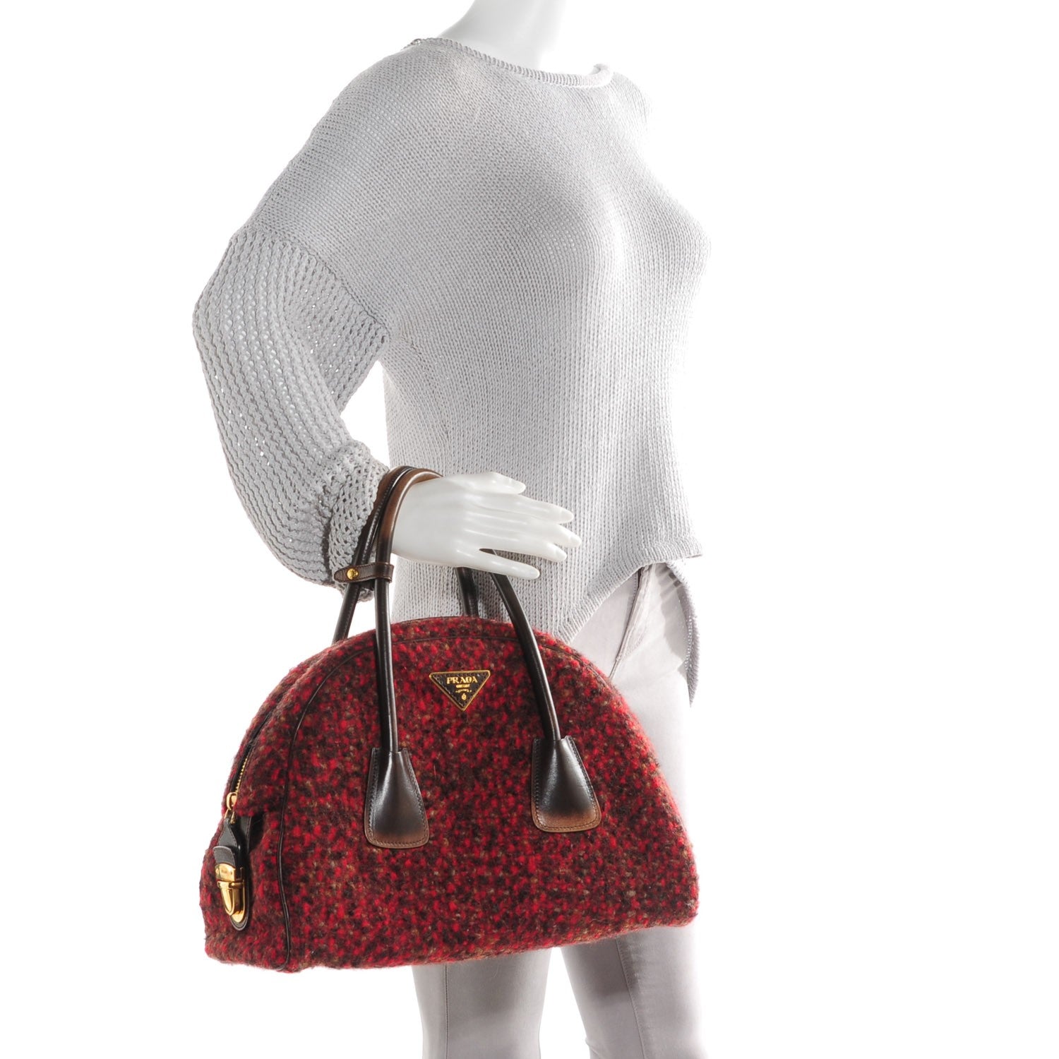 Prada Wool Boucle Vitello Vintage Bowler 2 of 10
